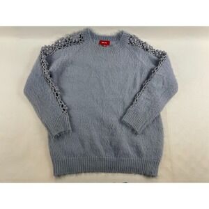 NET. 153 Sweater, Womens Small/Medium, Purple, Eyelash Crochet Flower Faux Pearl